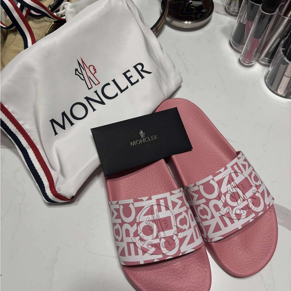 Moncler Pink Logo Slides